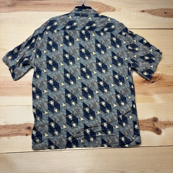 Vintage Rayon Shirt Mens Large Button Up Short Sleeve Geometric Croft & Barrow - Picture 9 of 11